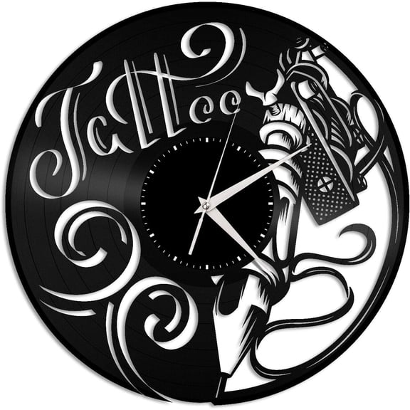 Tattoo Vinyl Wall Clock,Vinyl Record Clock Wall Art Black Art Home Unique Gift idea