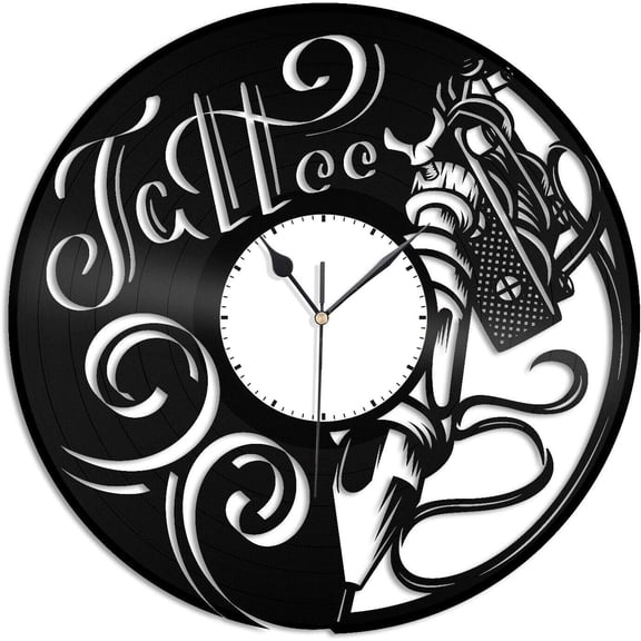 Tattoo Vinyl Wall Clock,Vinyl Record Clock Wall Art Unique Room Decorations Gift
