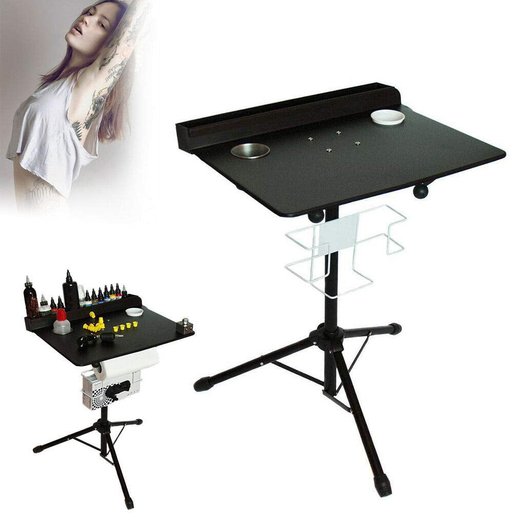 Tattoo Workstation Height Adjustable Salon Instrument Tray Large Portable Mobile Tattoo Desk Table for Beauty Salon and Tattoo Studio