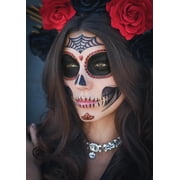 TattooCrew La Catrina   Dia de los Muertos Face Temporary Tattoo | 2 Complete Looks | Dermatest Certified