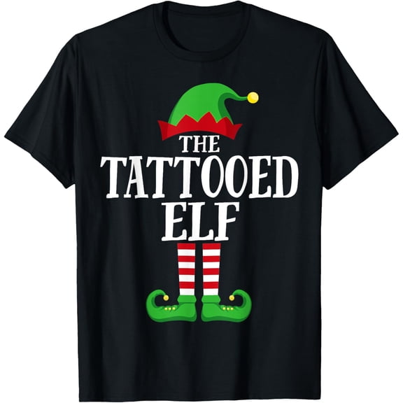 Tattooed Elf Matching Family Group Christmas Party Pajama T-Shirt