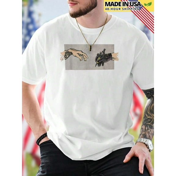 Tattooed Hand Reaching For Tattoo Machine Graphic Mens T Shirt Cool Tattoo Artist Style Casual Tee  Streetwear Gift For Him Stylish Summer Top | Two colors S-5XL SIZE