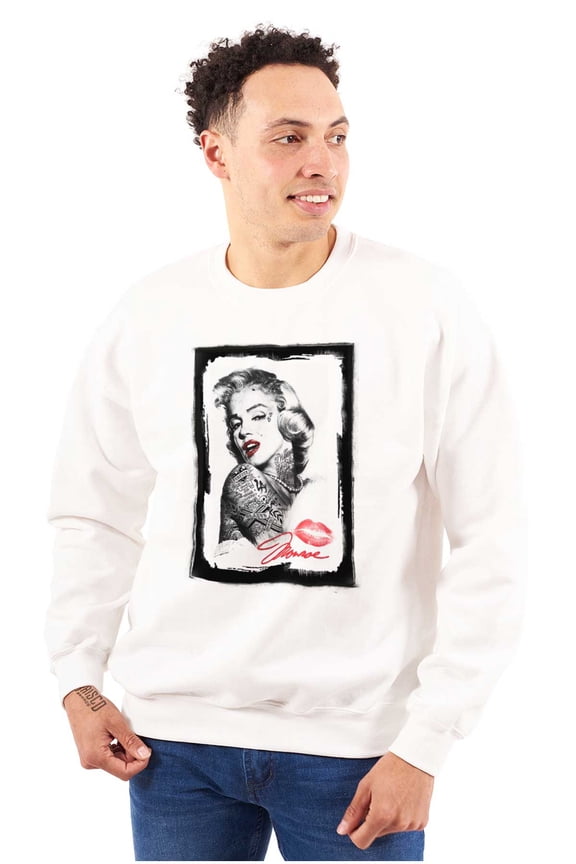 Tattooed Marilyn Vintage Retro Pinup Unisex Plus Fleece Graphic Sweatshirt Brisco Brands 2X