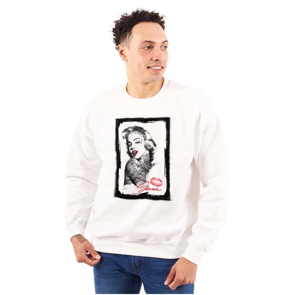 Tattooed Marilyn Vintage Retro Pinup Unisex Plus Fleece Graphic Sweatshirt Brisco Brands 5X