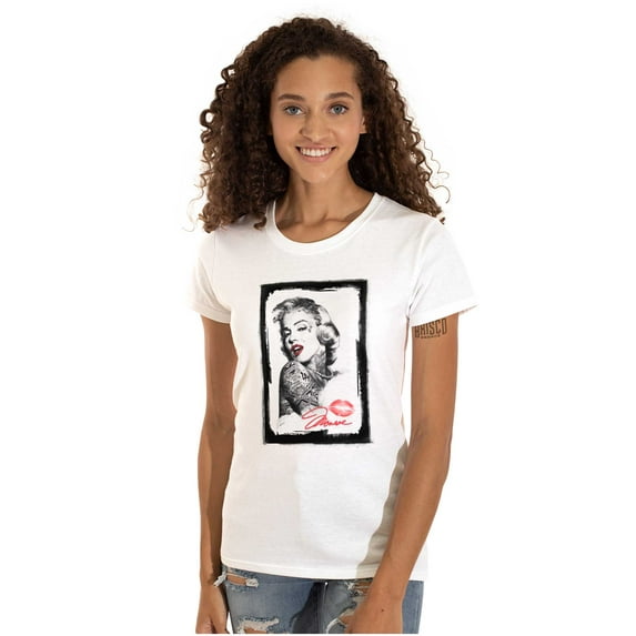 Tattooed Marilyn Vintage Retro Pinup Womens Slim Fit Graphic Tee Brisco Brands L