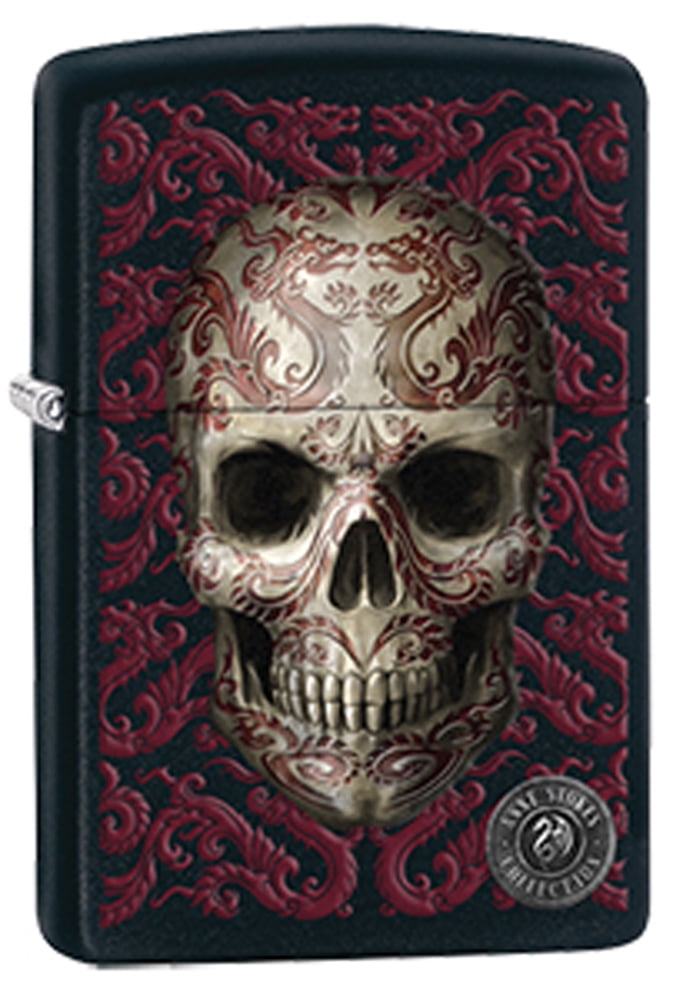 Tattooed Skull by Anne Stokes Artist Black Matte Zippo Lighter