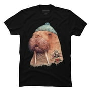 Tattooed Walrus Mens Black Graphic Tee - Design By Humans  2XL