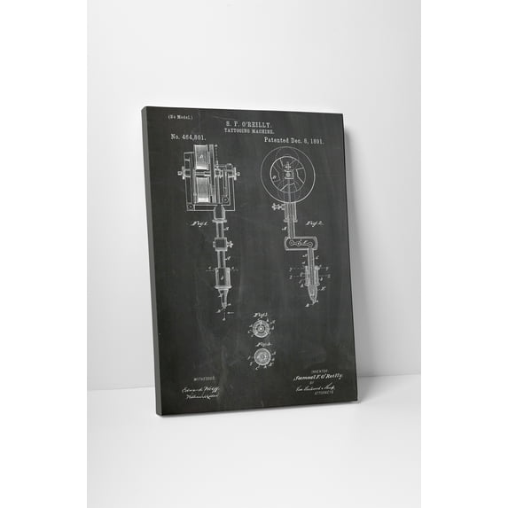 "Tattooing Machine Patent" Gallery Wrapped Canvas Print, 30" x 20"