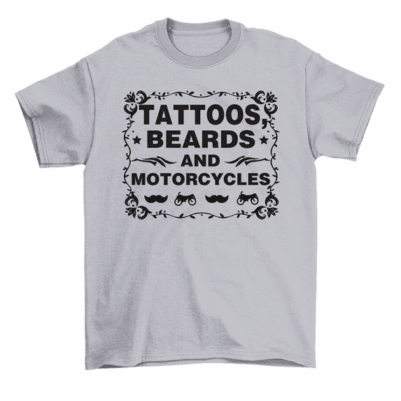 Tattoos Beards And Motorcycles Biker Dad T-Shirt Father's Day Tee Men