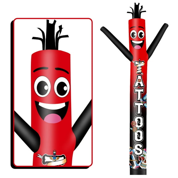 Tattoos Inflatable Tube Man Wacky Wavy Dancing Guy for Outdoor Decoration Advertising Business Promotion (Blower Not Included)