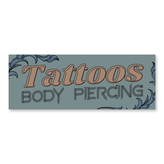 Tattoos Piercing 12" x 4.5" Decal | Advertise Your Business | All Weather Can Apply To Any Surface | Shop Parlor Studio | Made in The USA