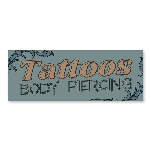 Tattoos Piercing 48" x 18" Decal | Advertise Your Business | All Weather Can Apply To Any Surface | Shop Parlor Studio | Made in The USA