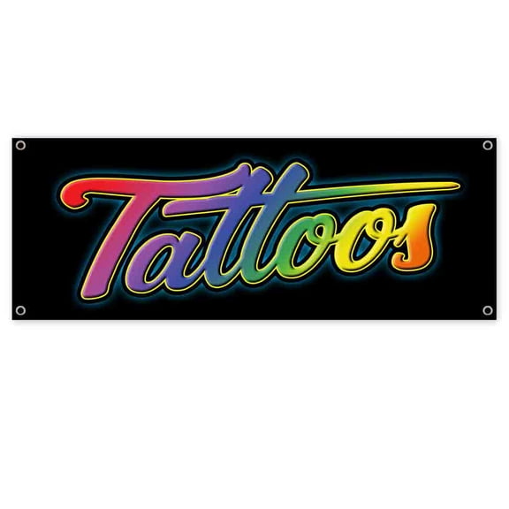 Tattoos Rainbow 13 oz Vinyl Banner With Metal Grommets