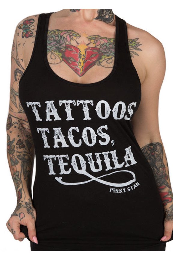 Tattoos Tacos Tequila Racerback Tank Top