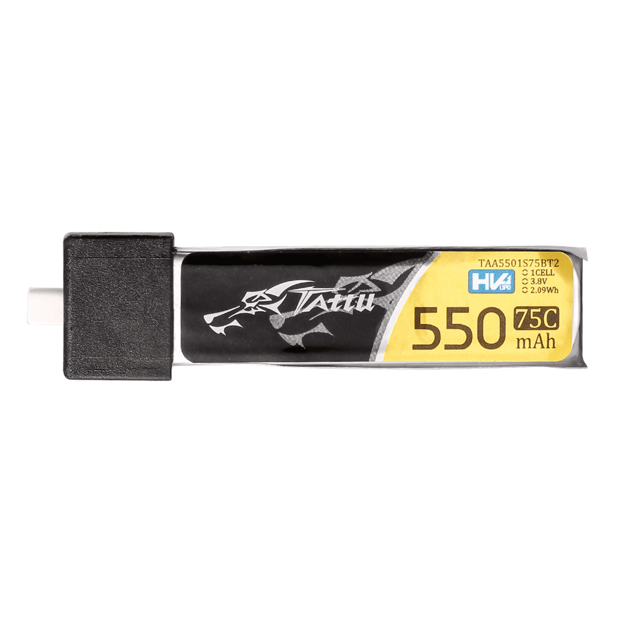 حزمة بطارية Tattu 1S 550 مللي أمبير 3.8 فولت 75C HV LiPo مع قابس BT2.0 (5 قطع)