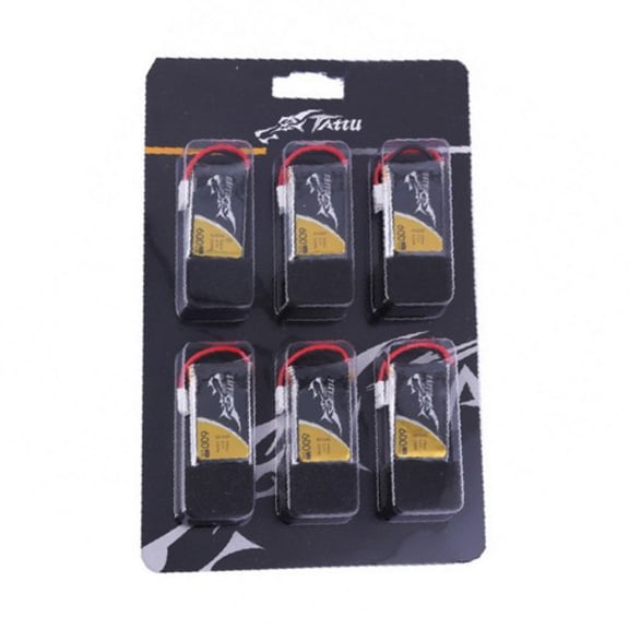 Tattu 3.7V 600mAh 25C 1S1P Li-Po Battery Pack with Molex Plug for Syma Quadcopter, 6 Pieces