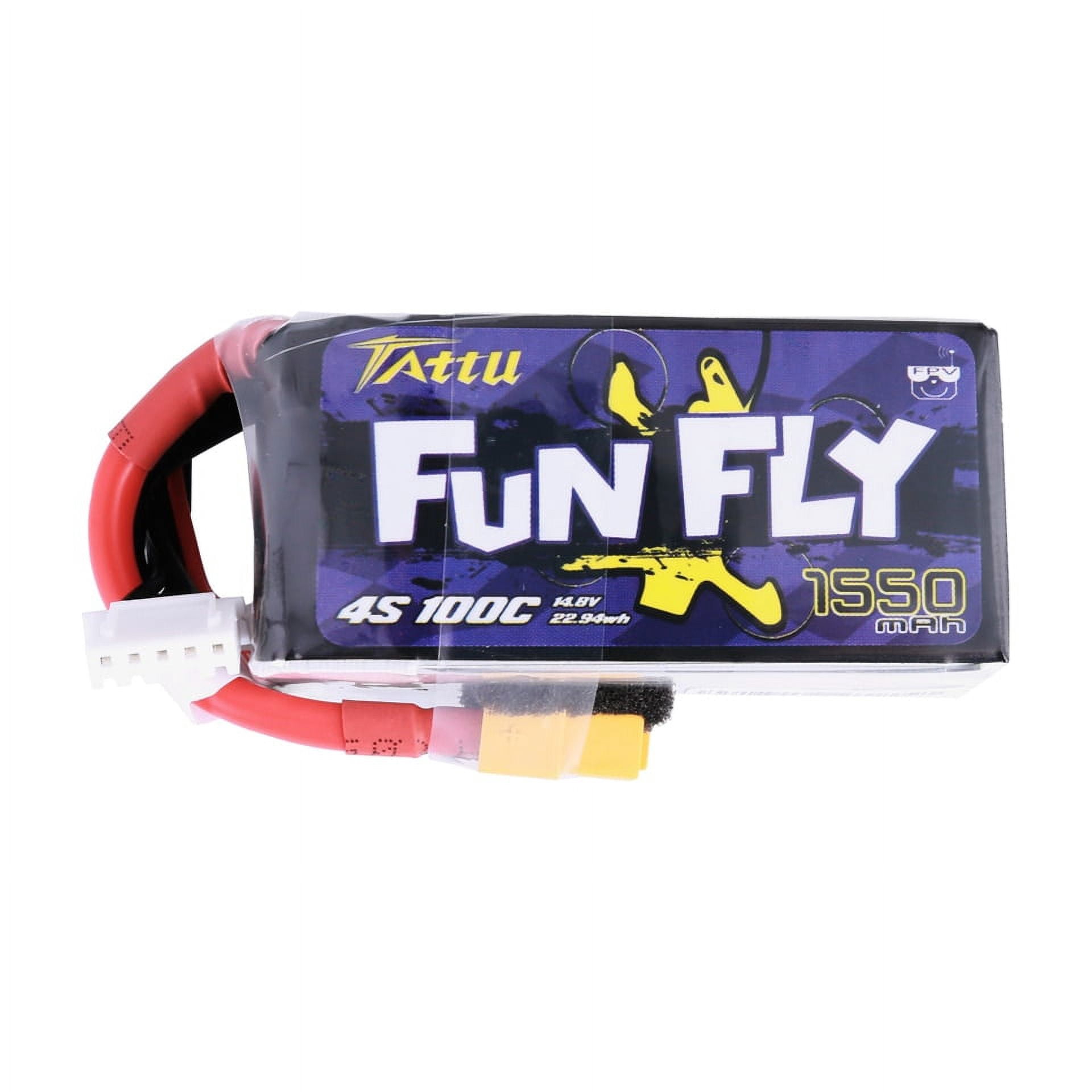 Tattu FunFly Lipo Battery 1550mAh 4S1P 100C 14.8V Pack with XT60 Plug for Practice