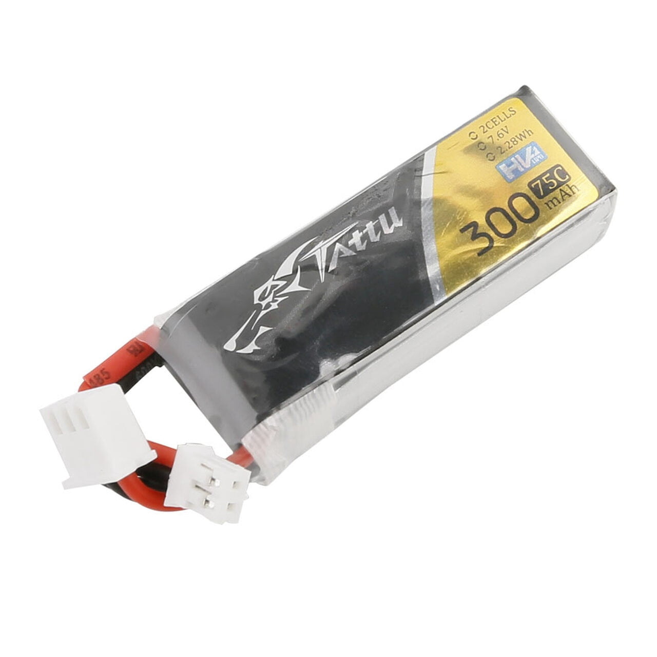 Tattu Lipo Battery 300mAh 2S1P 7.6V 75C Pack with JST-PHR Plug Connector