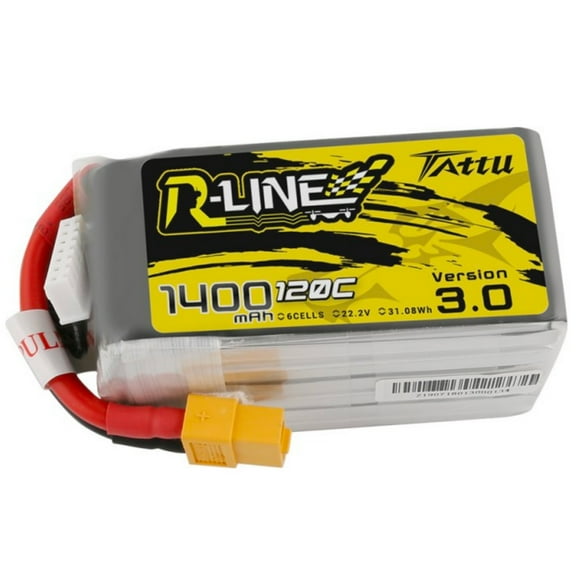 Tattu R-Line Version 3.0 1400mAh 22.2V 120C 6S1P Lipo Battery Pack with XT60 Plug