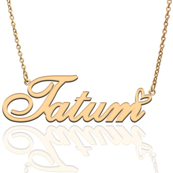 Tatum Custom Name Necklace Customized Personalized Plated Name Necklace for Mother Daughter Friendship Women Valentine's Day Christmas Birthday New Year Gold