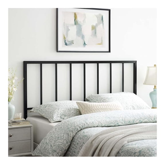Tatum Modern Farmhouse Metal Full Headboard in Black