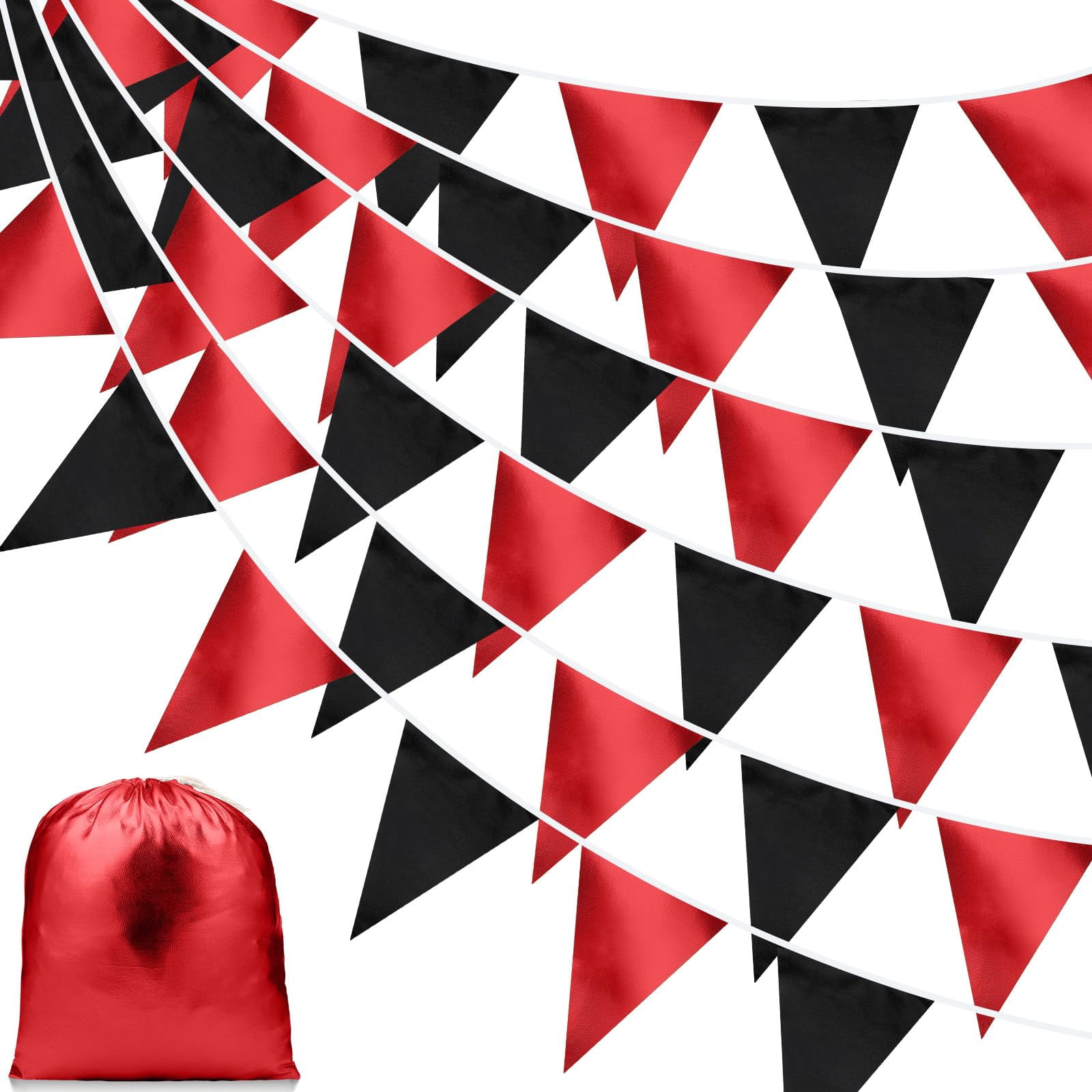 Tatuo 40 FeetTRDN Red and Black Party Decorations Graduation Pennant ...