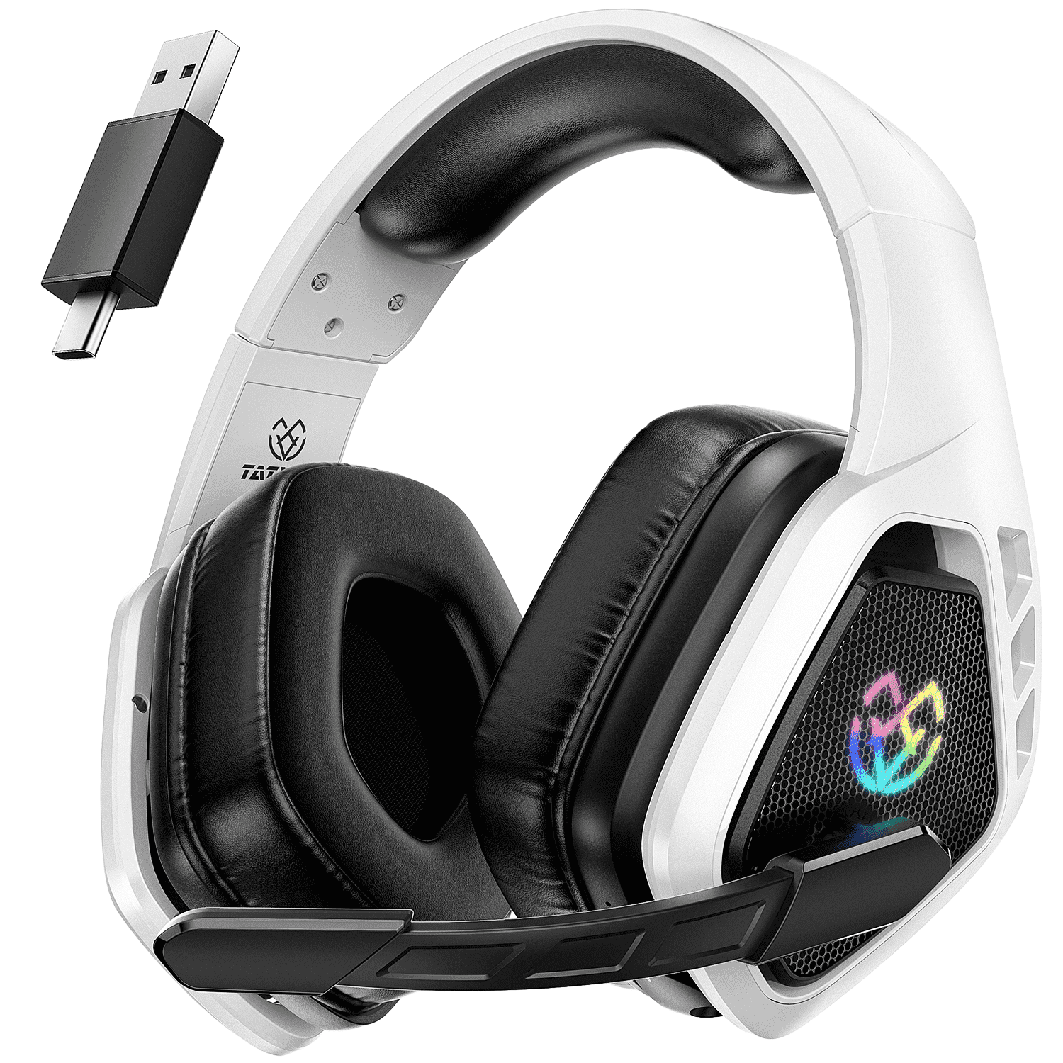 2.4GHz Wireless Gaming Headset for PC, Ps5, Ps4, 2.4 Ghz USB & Type-C Gaming Headphones with Microphone, 40Hr Battery Bluetooth Headphones for Switch, Laptop, Mobile, Mac