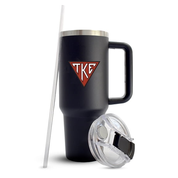 Tau Kappa Epsilon Fraternity 40oz Stainless Steel Tumbler with Handle - Quality Engraved, Insulated Tumbler for Fraternity Brothers