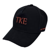 Tau Kappa Epsilon Fraternity Baseball Cap - Brushed Cotton 5-Panel Black Hat, Adjustable Size, Embroidered Greek Letters and Fraternity Name in Print