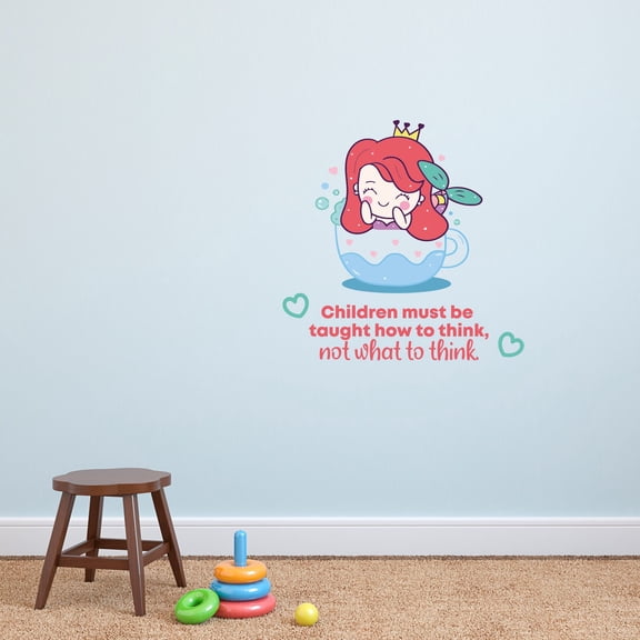 Taught How Mermaid Life Quote Cartoon Quotes Decors Wall Sticker Art Design Decal for Girls Boys Kids Room Bedroom Nursery Kindergarten Home Decor Stickers Wall Art Vinyl Decoration (10x10 inch)