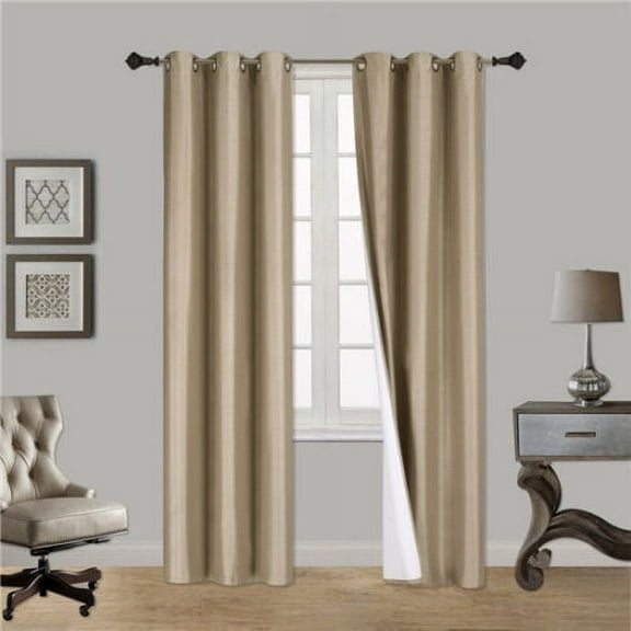 Taupe 1-Piece Adam Solid Blackout Grommet-Top Window Curtain Panel 37" W X 108" L