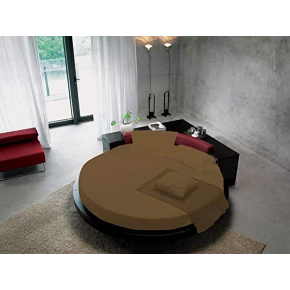 Taupe 12" Deep Pocket Twin XL Round Bed Sheet Set - 100% Cotton 800 Thread Count, 3 Piece Set Includes 1 Fitted Sheet and 2 Pillow Covers