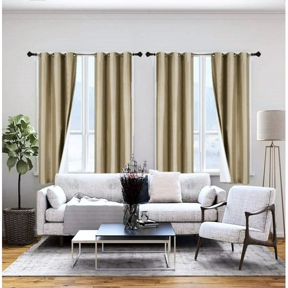 Taupe 2-Piece Adam 100% Blackout Grommet-Top Curtain for large Window Door Room Décor 95" L