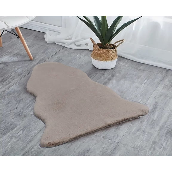 Taupe 2x3 Feet Faux Rabbit Fur Fuzzy Soft Fluffy Plush Cozy Shaggy Area Rug