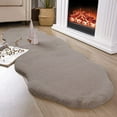 thumbnail image 1 of Taupe 2x6 Feet Faux Rabbit Fur Fuzzy Soft Fluffy Plush Cozy Shaggy Area Rug, 1 of 4