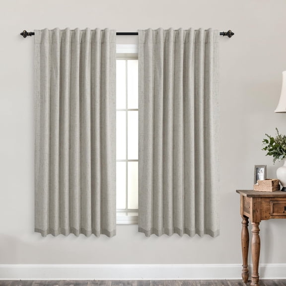 Taupe 52"W x 45"L (Pack of 2) Linen Blackout Curtains for Living Room