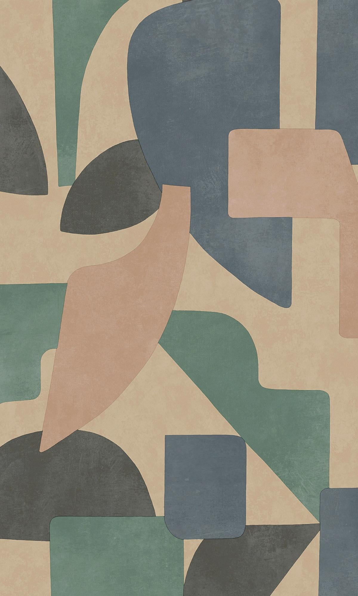 Taupe Aqua Modern Asbtract Geometric Wallpaper