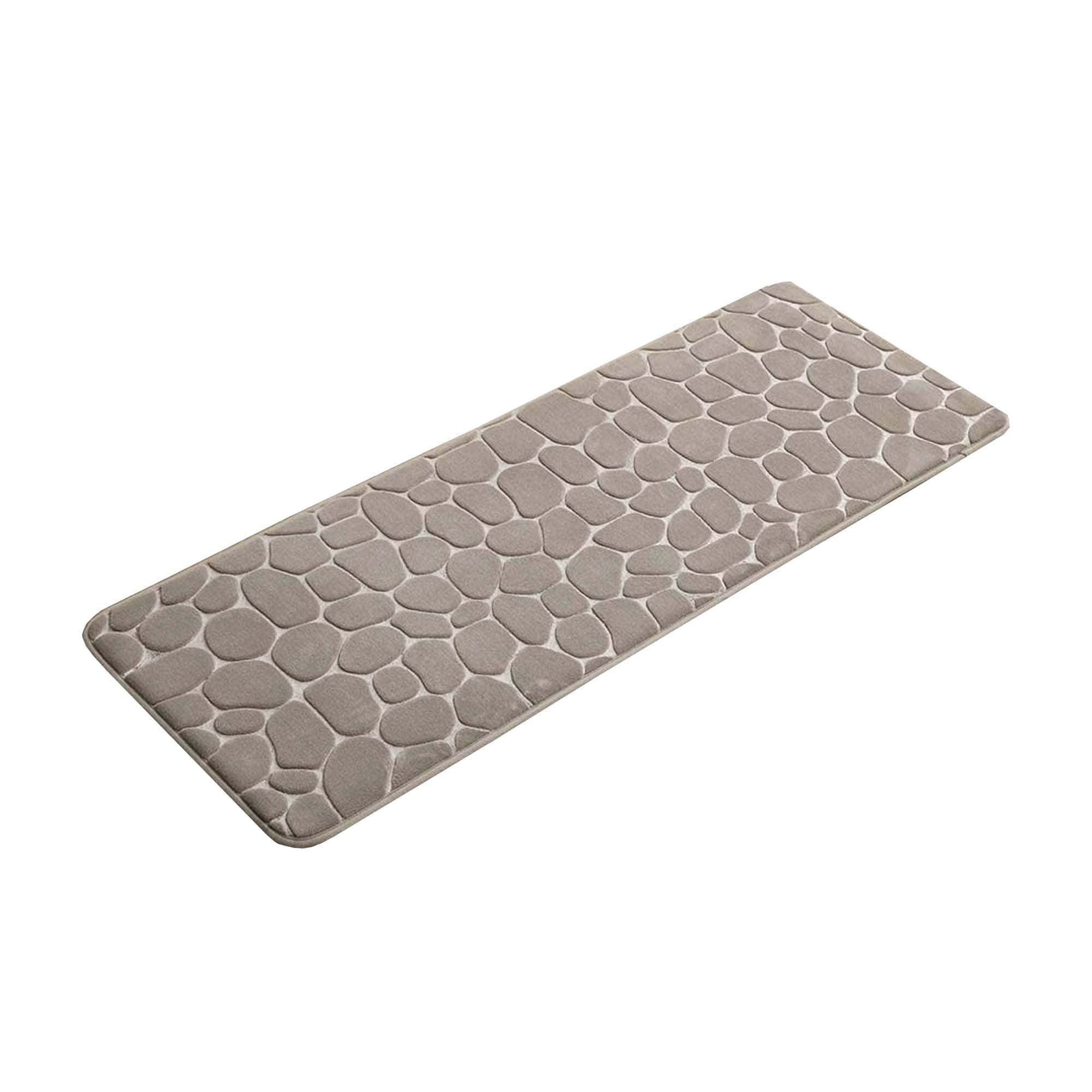 Taupe Memory Foam Runner Mat with 3D Pebble Design