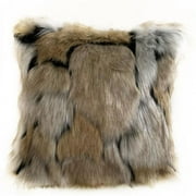 Taupe & Black Wild Wolf Animal Faux Fur Luxury Throw Pillow - 20 x 30 in. Queen Size