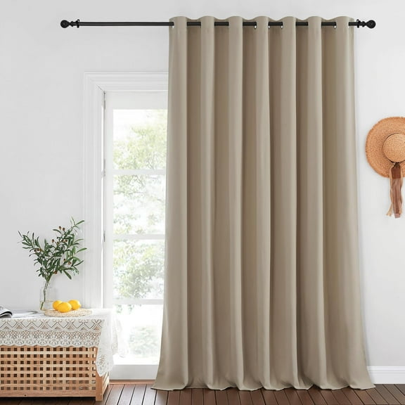 Taupe Blackout Curtains 132 Inch Length, Thermal Insulated Room Darkening Grommet Top Window Drapes, 1 Panel, 100"W x 132"L