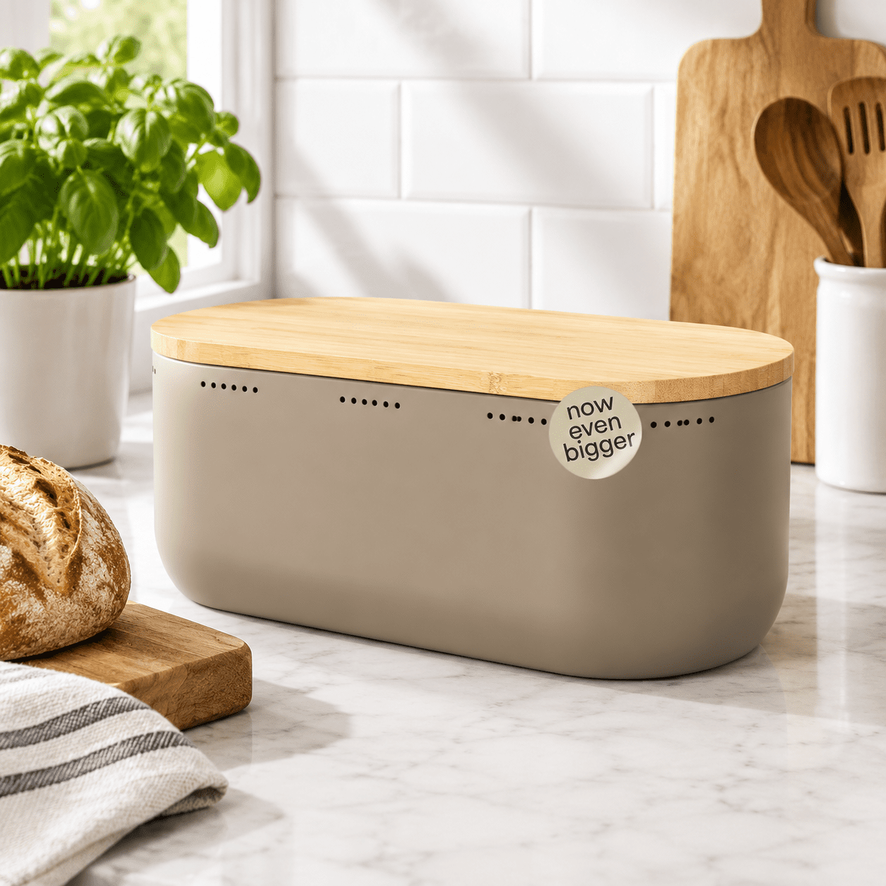 Taupe Brown Bread Box, 14.13 x 7.87 x 6.81 Inch Kitchen Storage ...