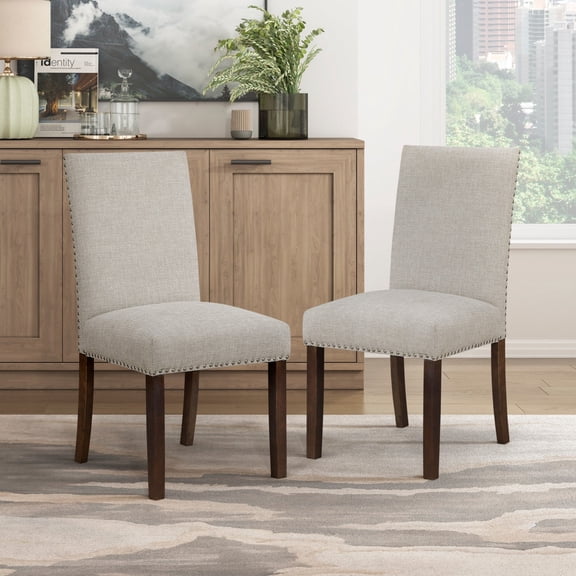 Taupe Brown Dining Chairs Set of 2