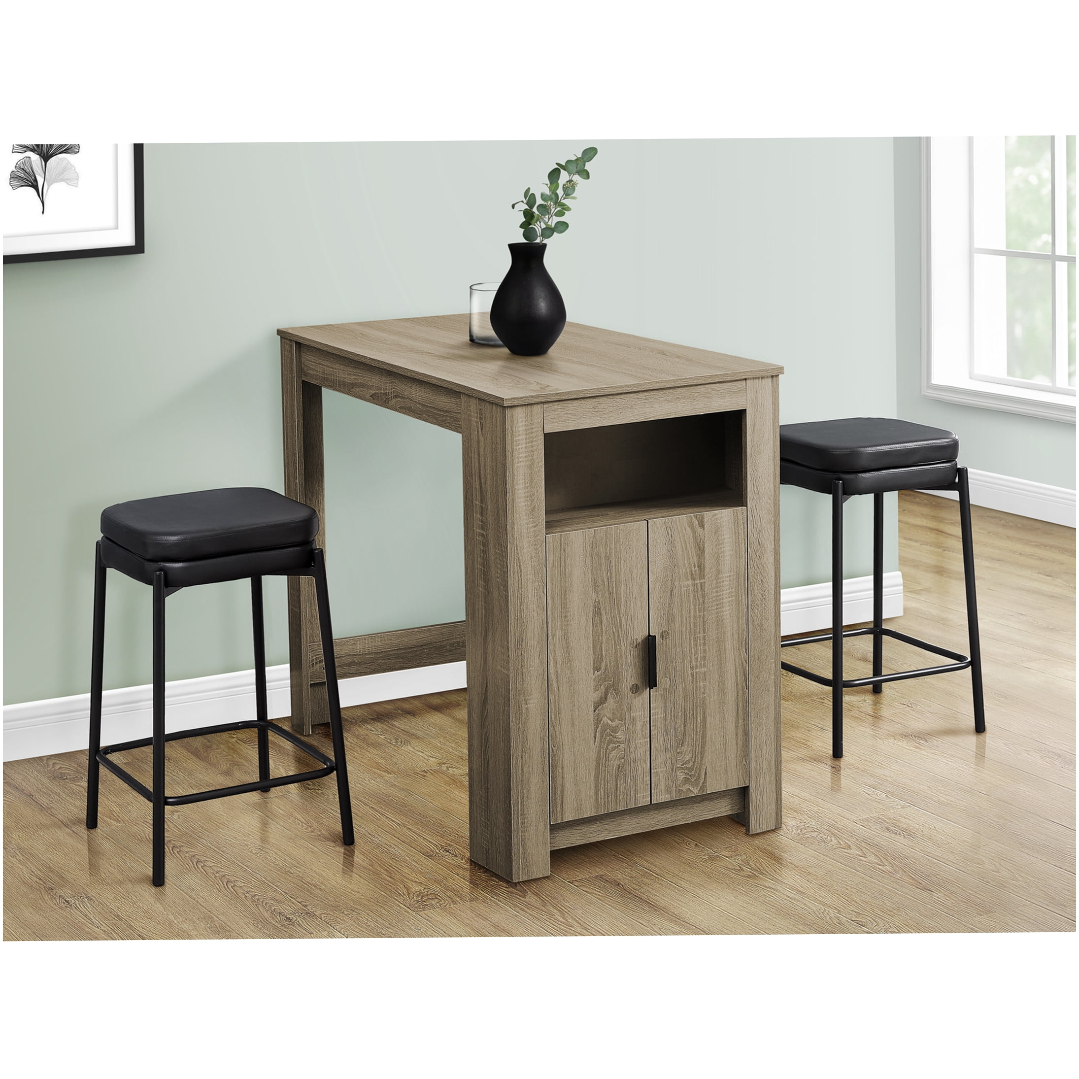 48 Inches Table Taupe Brown Laminate Dining Table with Storage, 48 Inch Counter Height ...