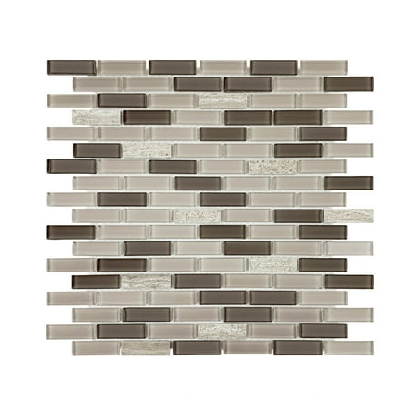 Taupe & Brown Linear Glass Mosaic Tile Sample
