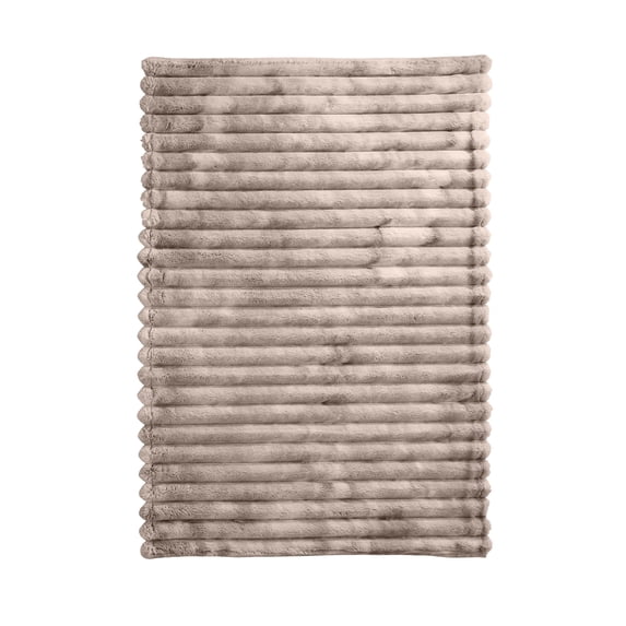 Taupe Channel Faux Fur Oversized Throw Blanket Soft Thick Ribbed Design Warm Decor Blanket Indoor Daily Use Multi Color Available(90.55*78.74IN)