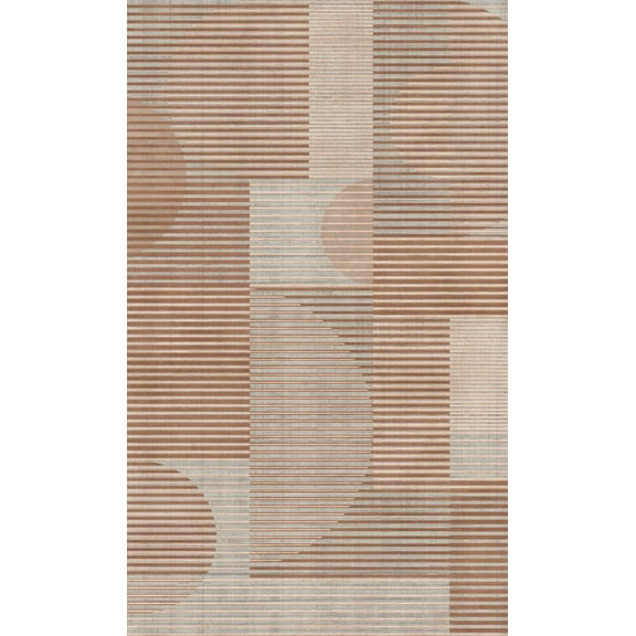 Taupe Circles Shapes Geometric Wallpaper, Double Roll, 57 sqft