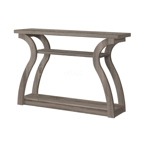 Taupe Console Table with Curved Design, Narrow Sofa Table for Entryway, Hallway, Living Room or Bedroom, MDF Laminate Surface, Modern Accent Table