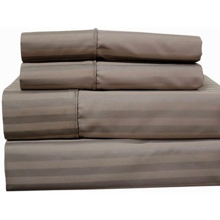 Taupe Cotton-Blend Wrinkle-Free Super-Deep 22-inch 650-Thread-Count Stripe Sheet Set