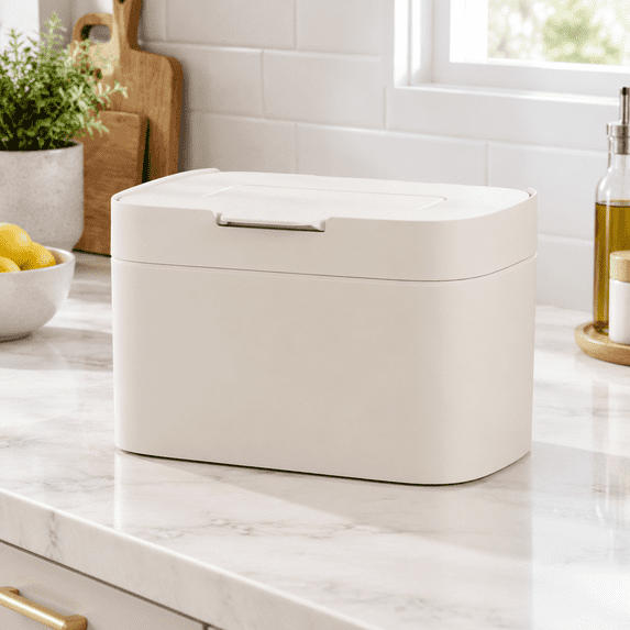 Taupe Countertop Compost Bin with Lid, 1.2 Gallon Odor-Free Waste ...