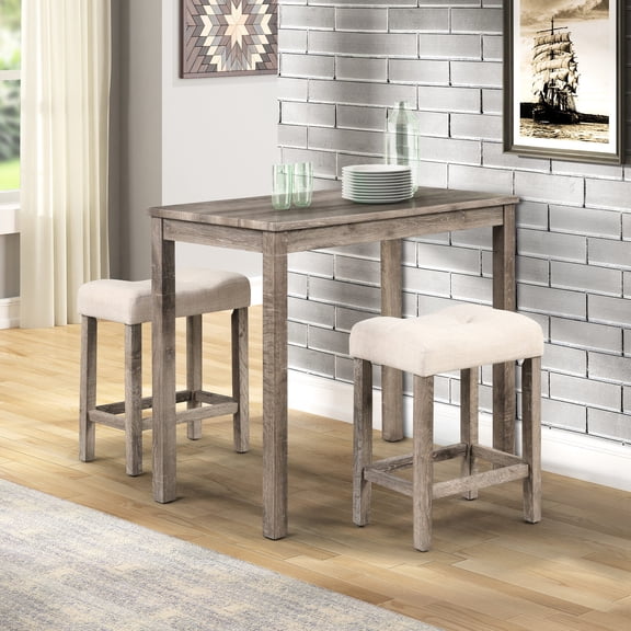 Taupe Dining Set with MDF Table and Rubberwood Legs / Adds Style to Your Dining Area